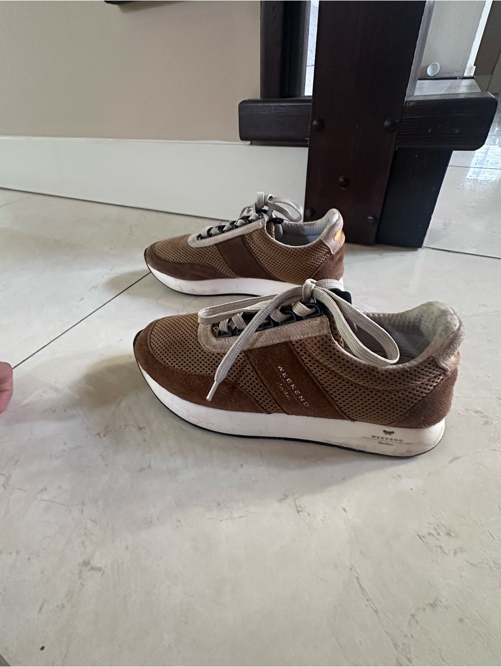 MaxMara Brown Suede & Mesh Women's Sneakers